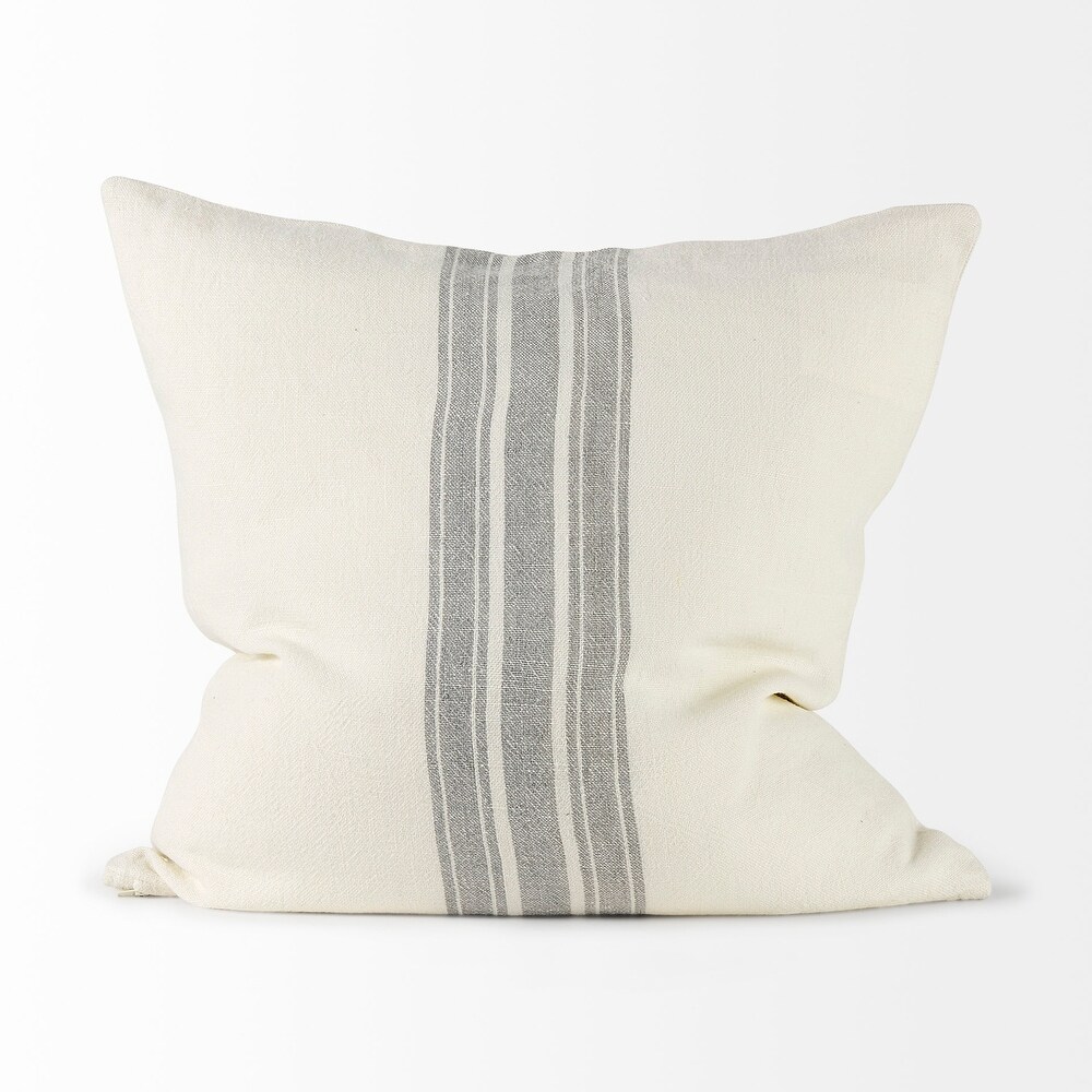 Patrice Cream w/ Gray Stripes Decorative Pillow Cover