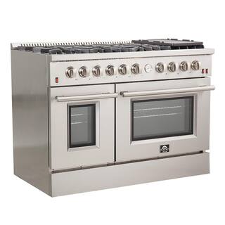 Forno Professional 48 in. Freestanding Double Oven Dual Fuel Range 8 Burners Stainless Steel with AirFry FFSGS6291-48