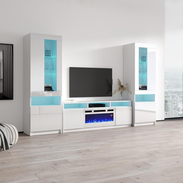 Reno WH05 Electric Fireplace Modern Wall Unit Entertainment Center