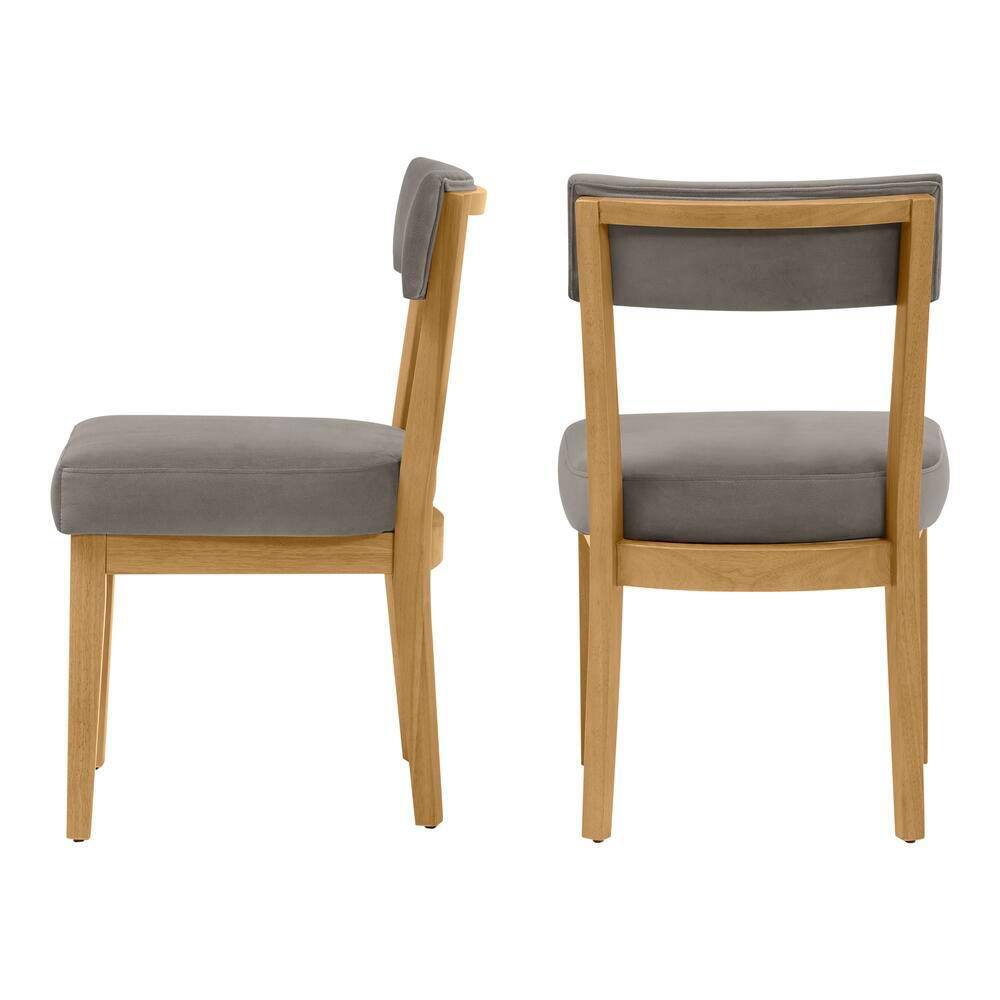 Home Decorators Collection Modern Gray Velvet Upholstered Dining Chairs with Sandy Oak Wood Accents (Set of 2) KW-583360