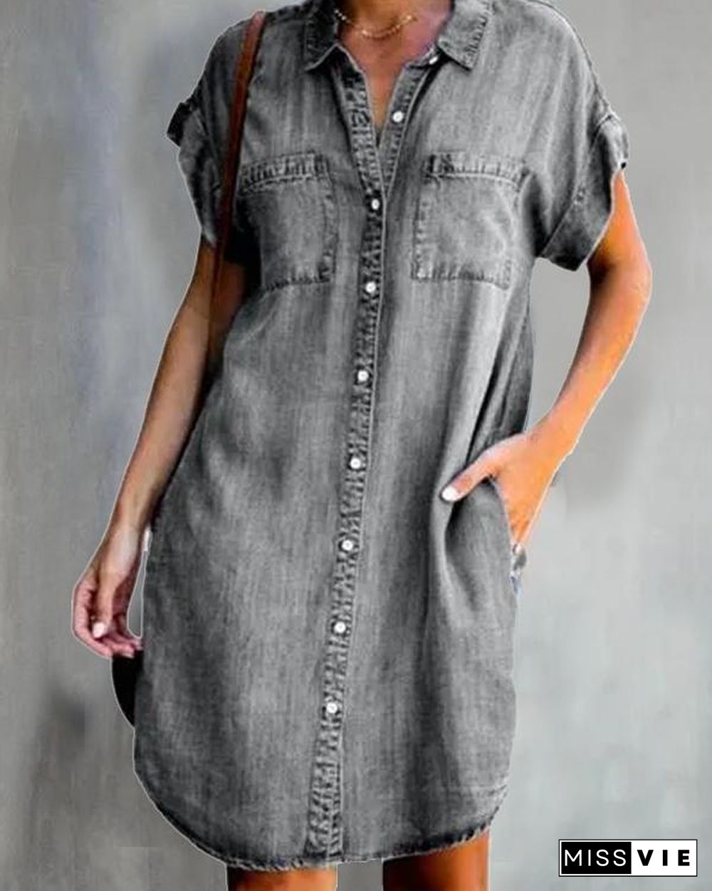 Loose Denim Shirt Dress