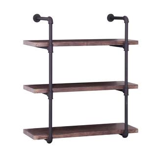 Noble House Staci 34.75 in. Dark Brown Wood 3-Shelf Accent Bookcase 41045