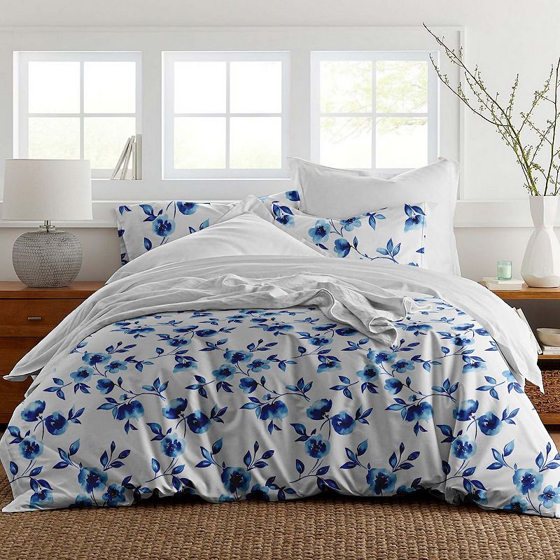 Pointehaven Cotton Fashion Sateen Water Petals Duvet Cover Set