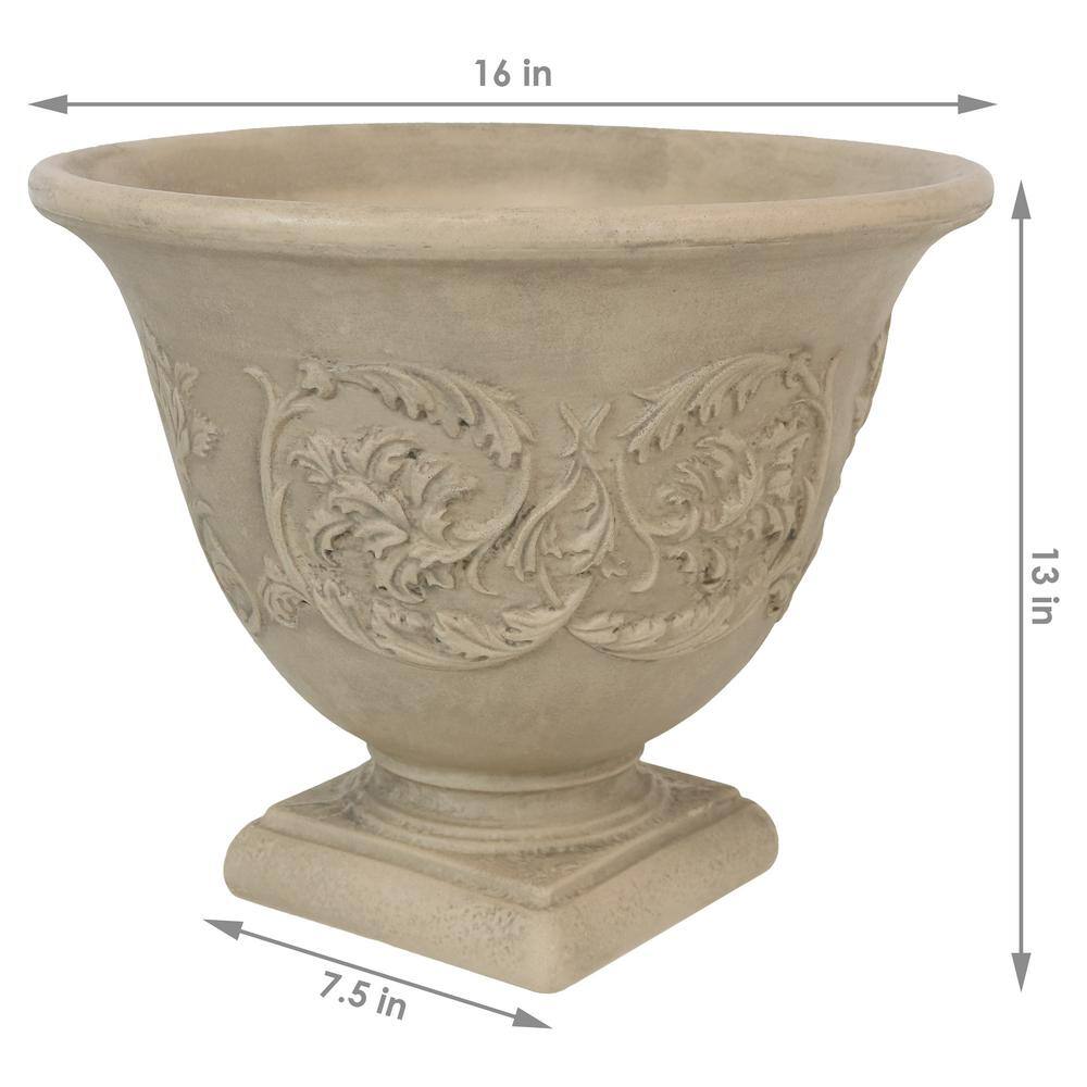 Sunnydaze Decor 16 in. Beige Darcy Poly Flower Pot Planter (2-Pack) DG-810