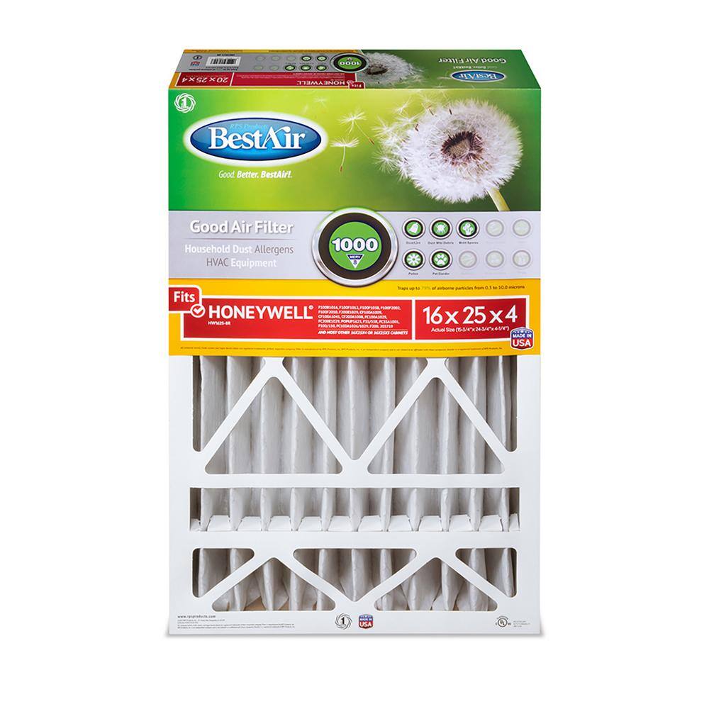 BestAir 16 x 25 x 4 Honeywell FPR 4 Air Cleaner Filter HW1625-8R