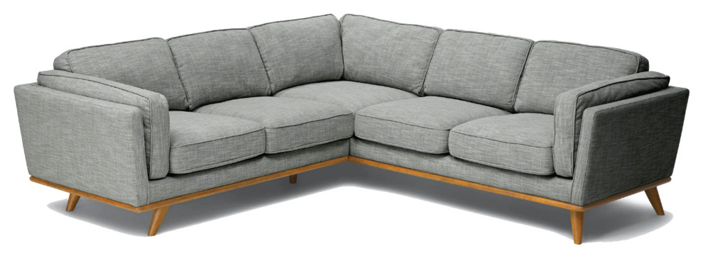 Macadamia Gray Fabric Sectional Sofa   Midcentury   Sectional Sofas   by Primitive Collections  Houzz