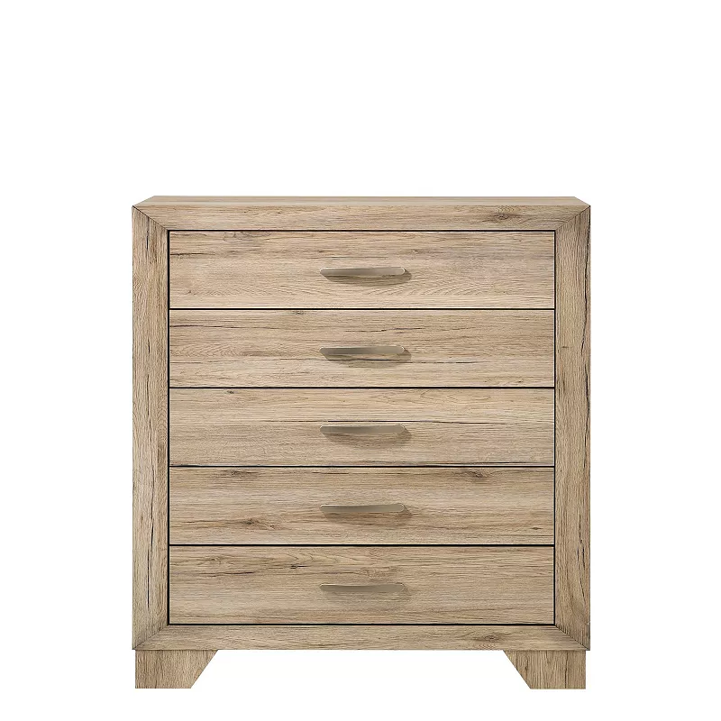 Wooden Chest with 5 Storage Drawers， Brown