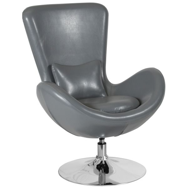 Flash Furniture Gray Leather Egg Series Reception-Lounge-Side Chair