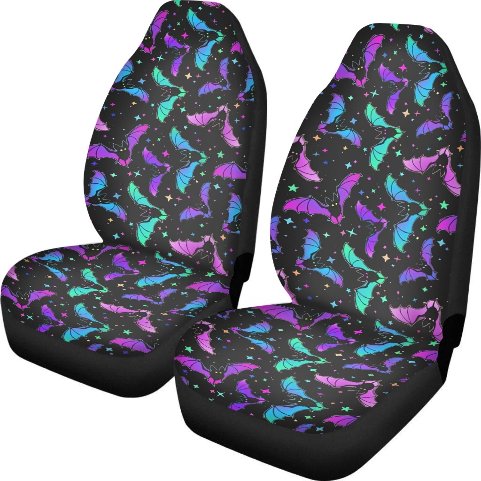 Xoenoiee Halloween Car Decoration Automotive Seat Covers Front Seats Only 2 Pack， Bat Pattern Universal Car Seat Cushion Cover Auto Interior Accessories