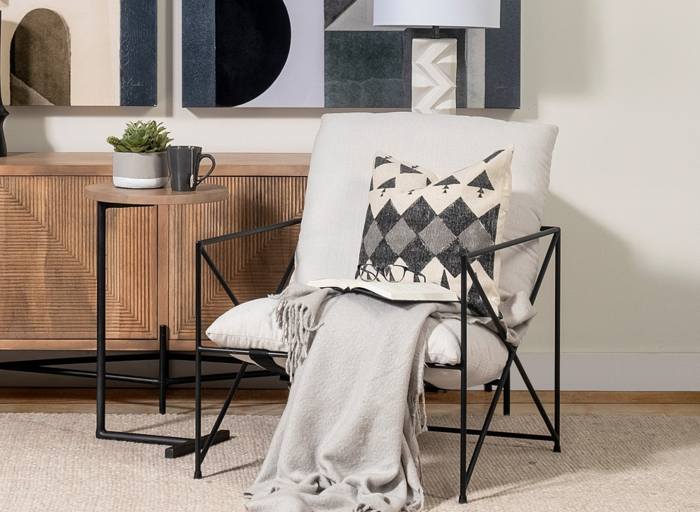 Leonidas Fabric w/ Metal Frame Accent Chair   Industrial   Armchairs And Accent Chairs   by Mercana  Houzz