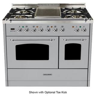 Hallman 40 in. 4.0 cu. ft. Double Oven Dual Fuel Italian Range True Convection5 Burners LP Gas Chrome TrimStainless Steel HDFR40CMSSLP