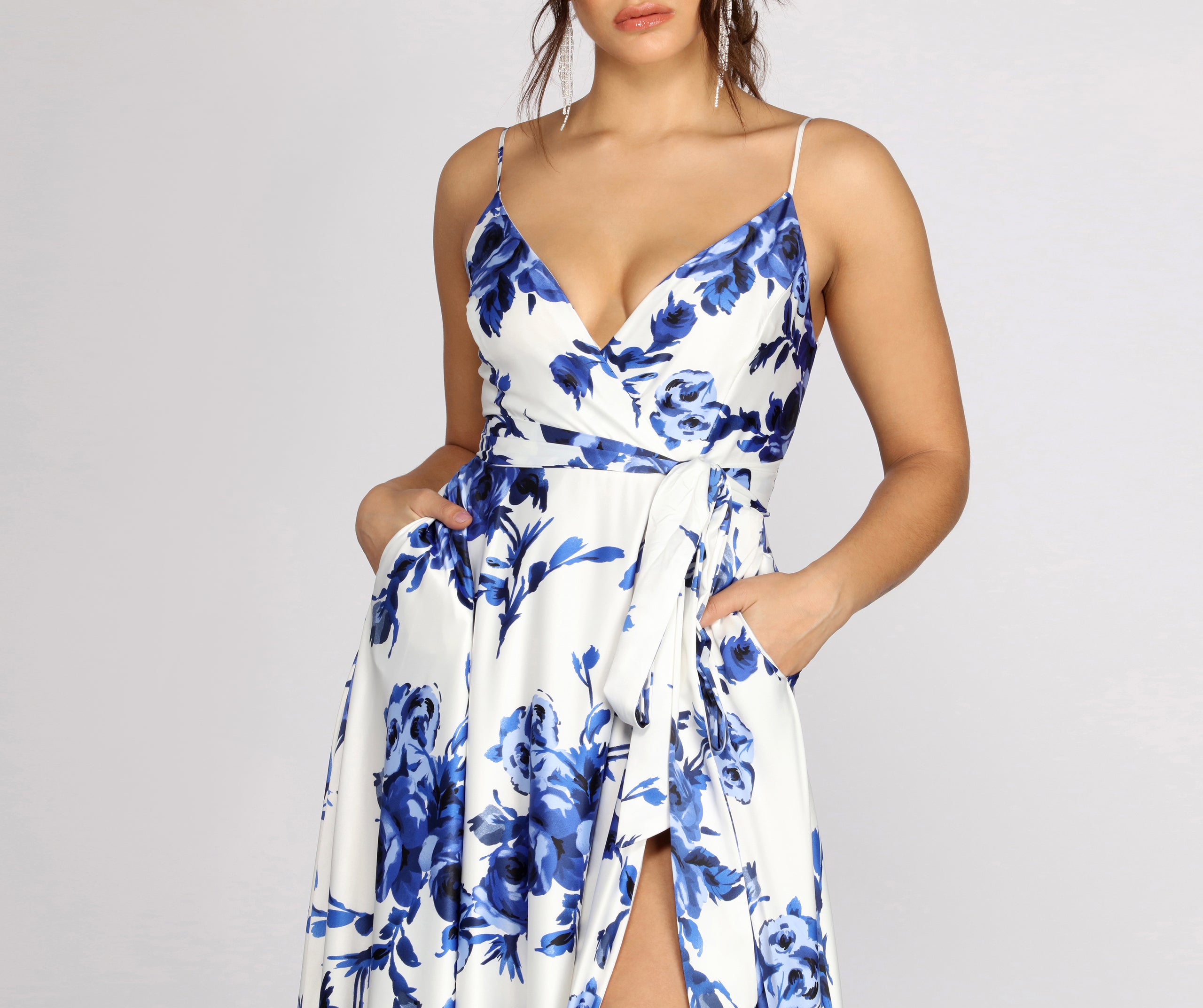 Brielle Formal Floral Satin Dress