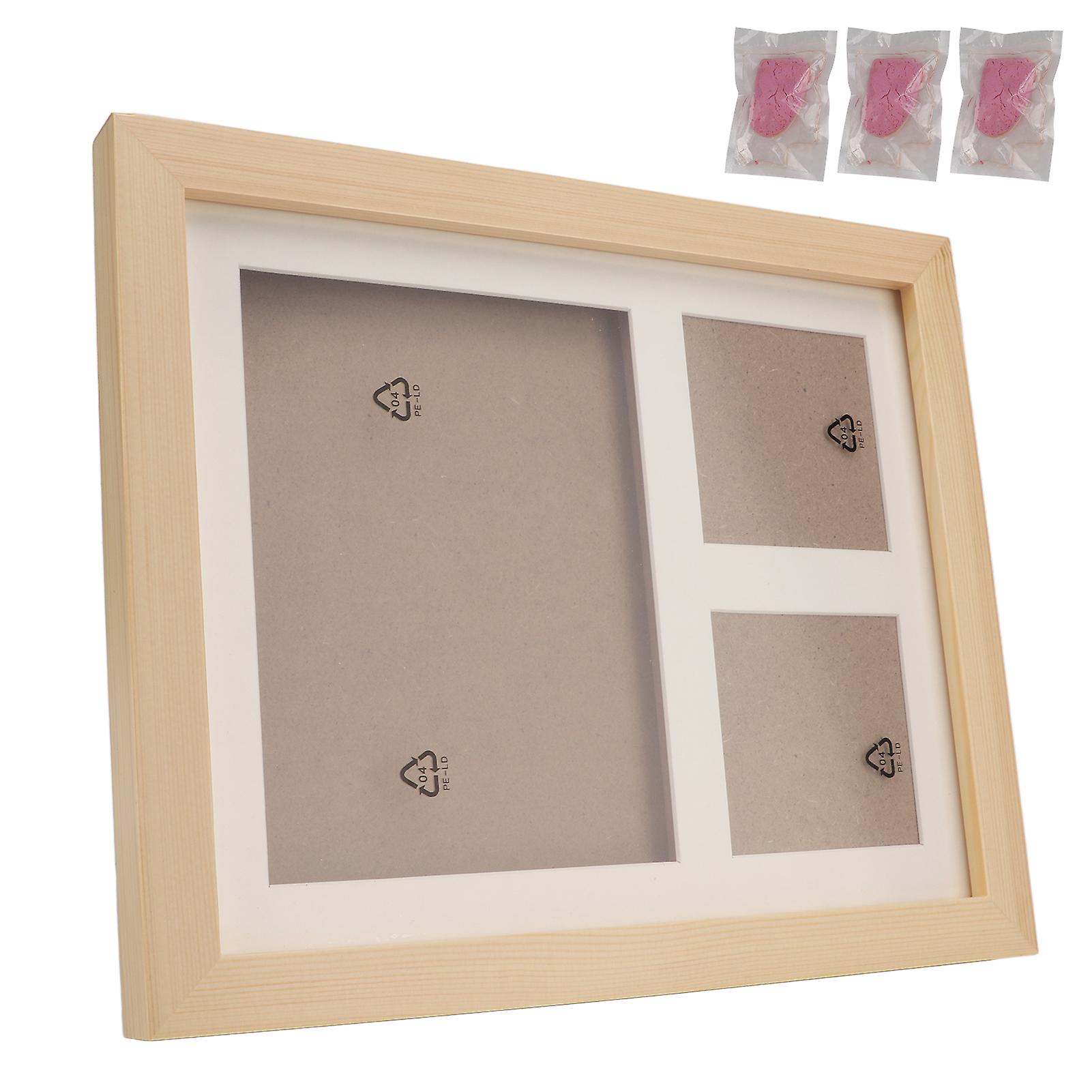 Dog Pet Pawprint Keepsake Kit Premium Wooden Photo Frame With Clay Mold For Paw Print Free Bonus Stencilpink Mud Crude Wood Frame