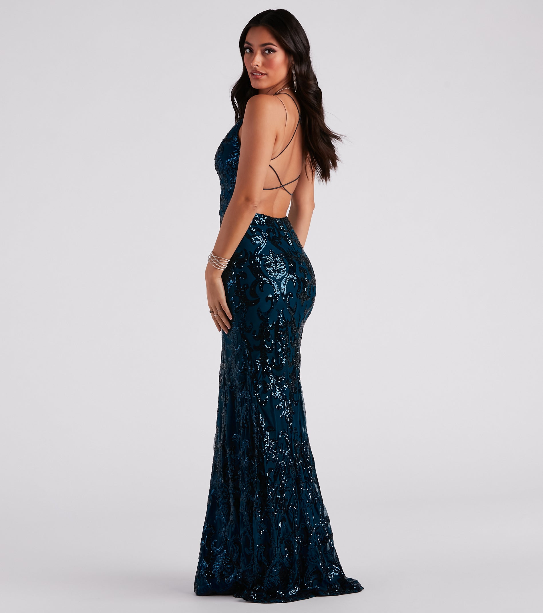 Lila Formal Open-Back Sequin Mermaid Dress