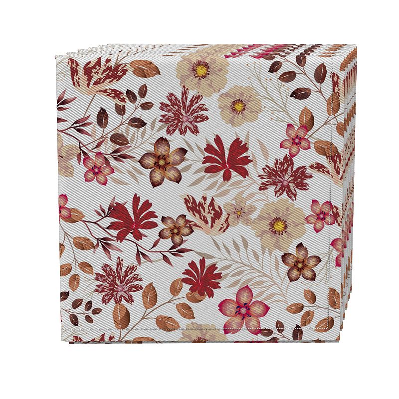 Napkin Set of 4， 100% Cotton， 20x20， Burgundy Fall Floral