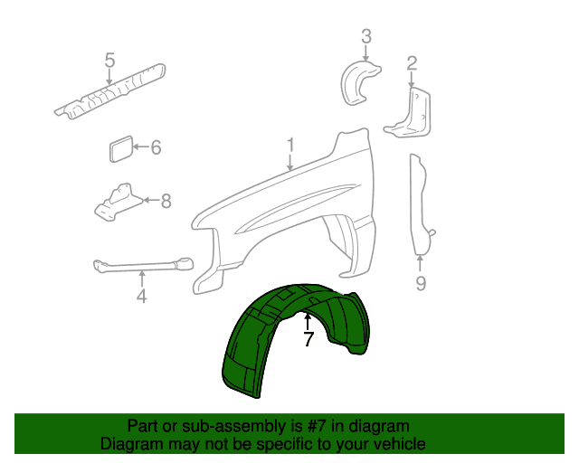 Genuine OE GM Fender Liner - 93441154