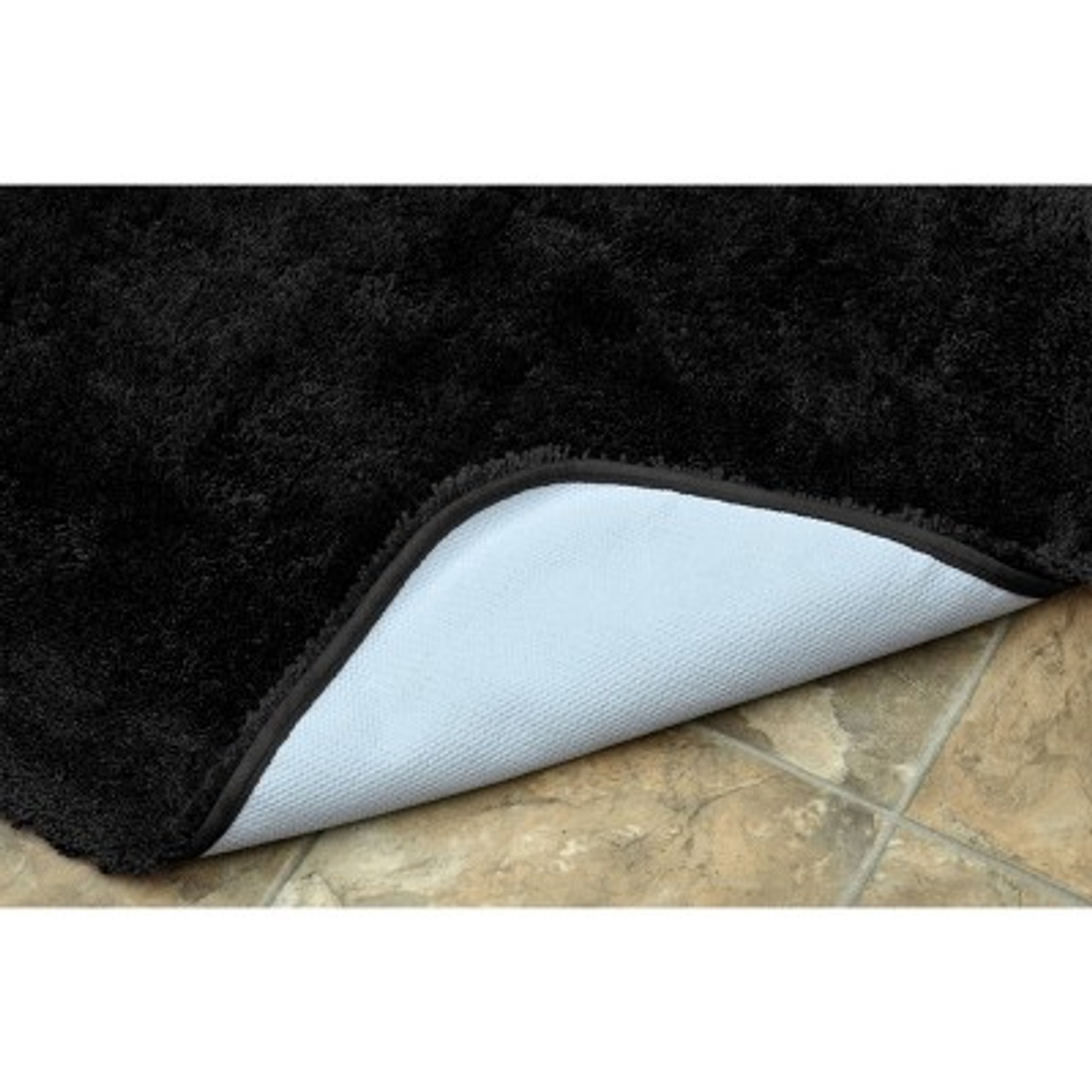 2pc Finest Luxury Ultra Plush Washable Nylon Bath Rug Set Black - Garland