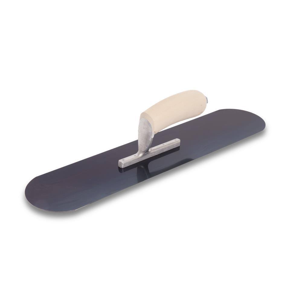 MARSHALLTOWN 18 in. x 4 in. Fully Rounded Exposed Rivet Blue Steel Trowel - Wood Handle SP81BR5