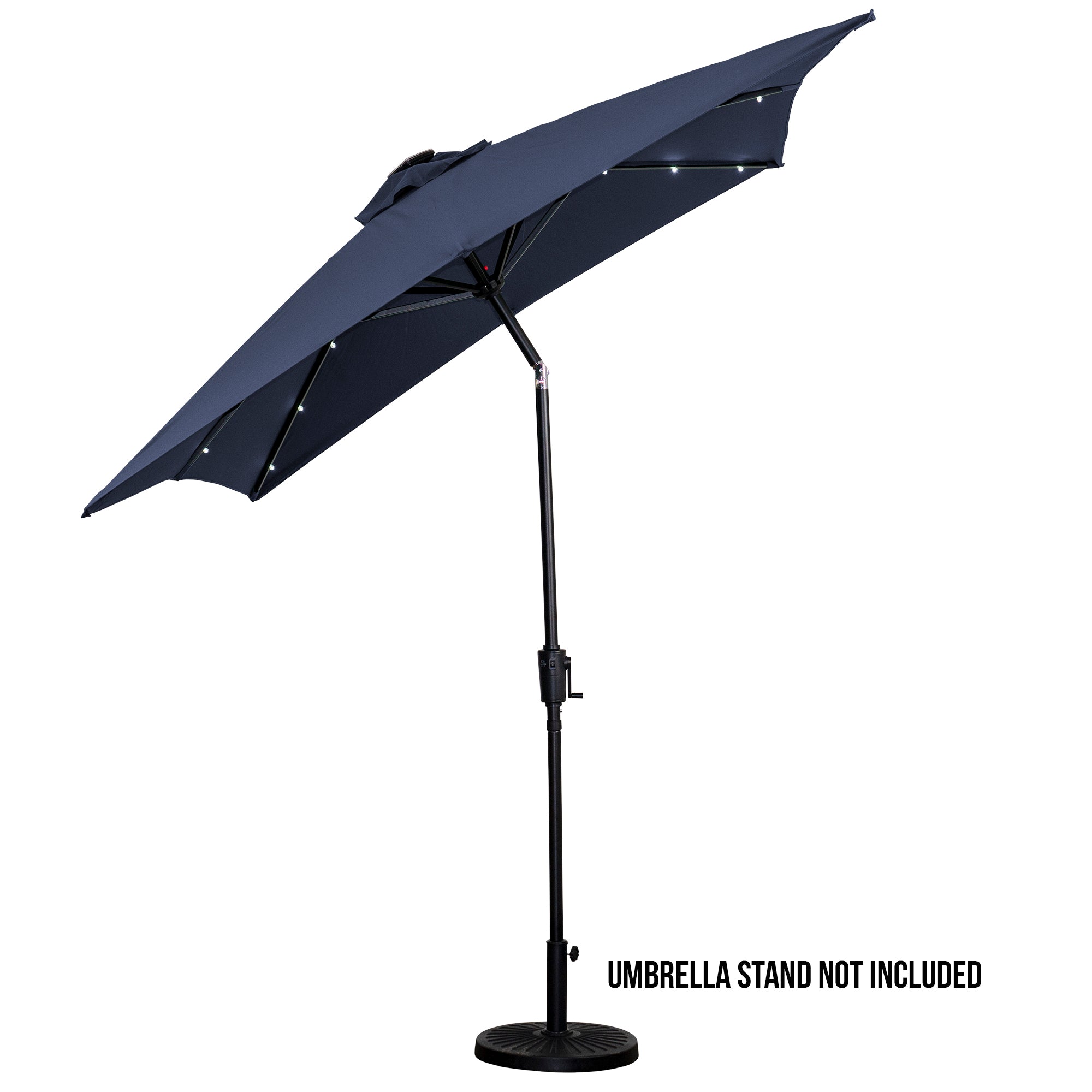 SunRay 9' x 7' Rectangular Patio LED Umbrella Solar Powered w/Crank & Tilt Outdoor Umbrella, Grey