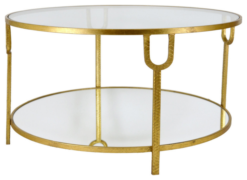 Santino Gold Round Coffee Table   Contemporary   Coffee Tables   by Peachtree Fine Furniture  Houzz