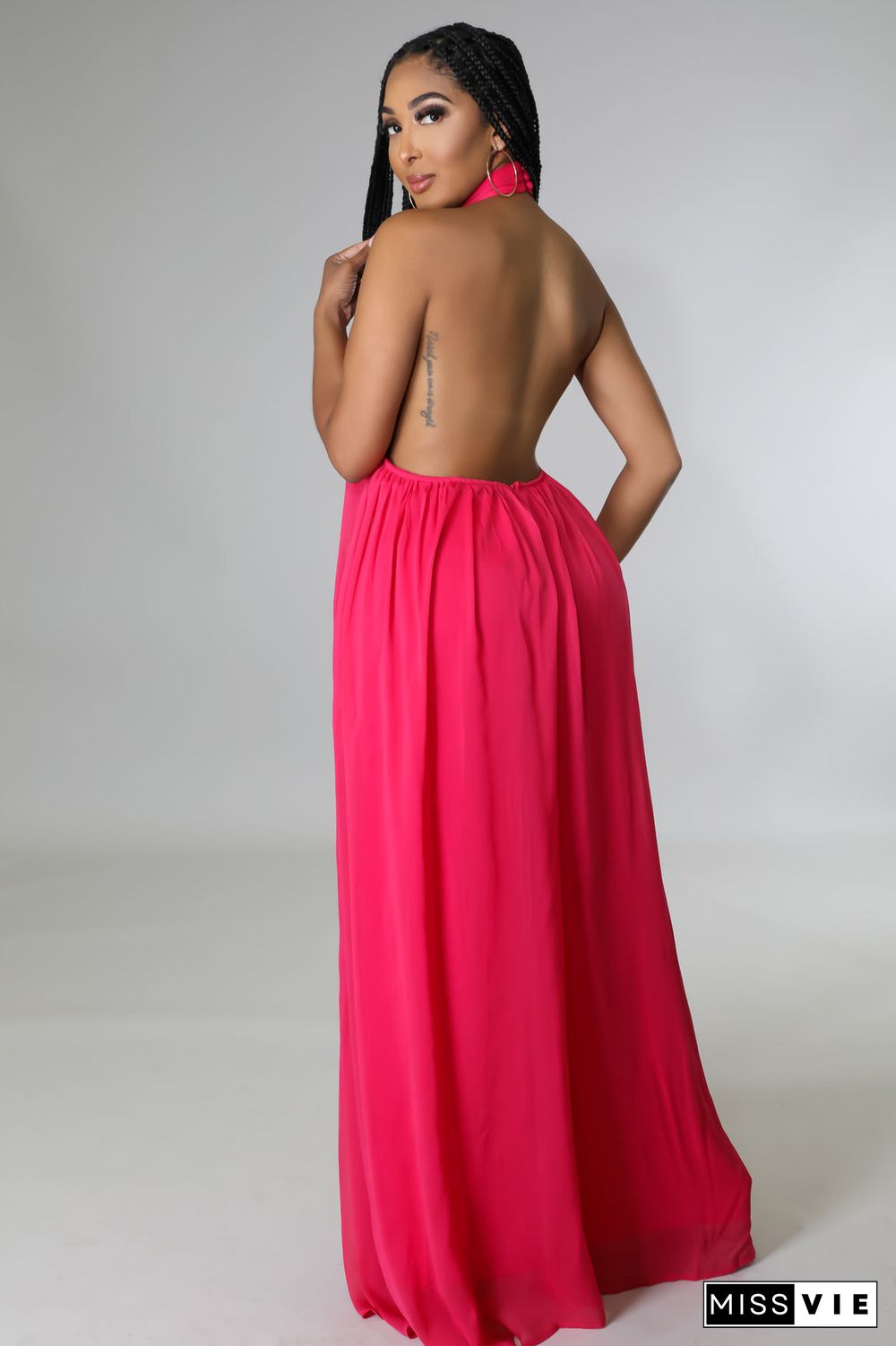 Halter Neck Backless Loose Wide Leg Jumpsuit