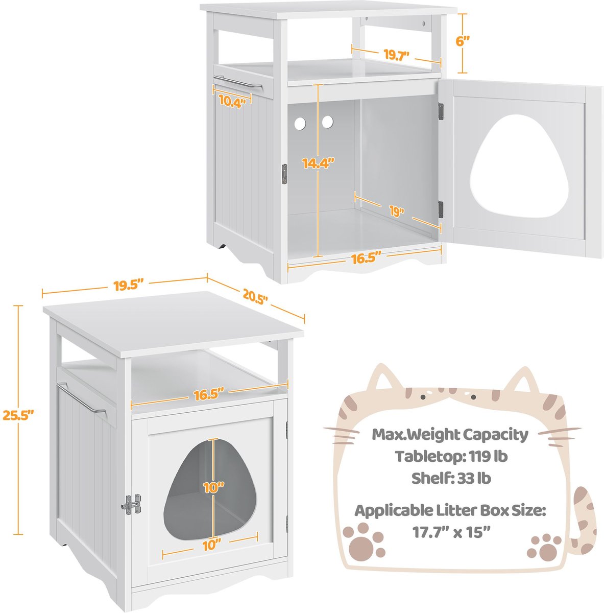 Yaheetech Box Furniture w/Open Shelf Cat Litter Box