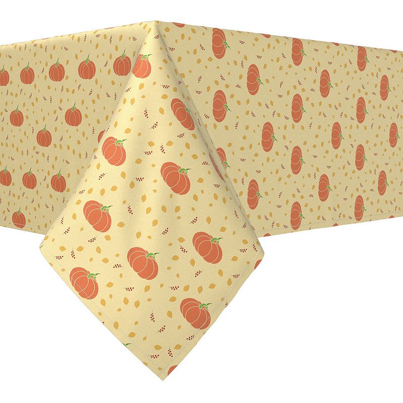 Square Tablecloth， 100% Polyester， 54x54， Retro Pumpkins and Leaves