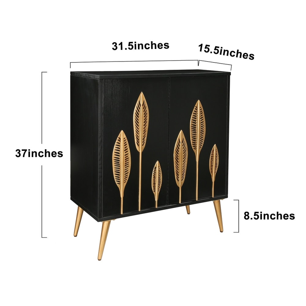 Evari Mid century Modern 2 Door Accent Cabinet Sideboard Antique Gold Storage Shelf for Living/ Dining Room