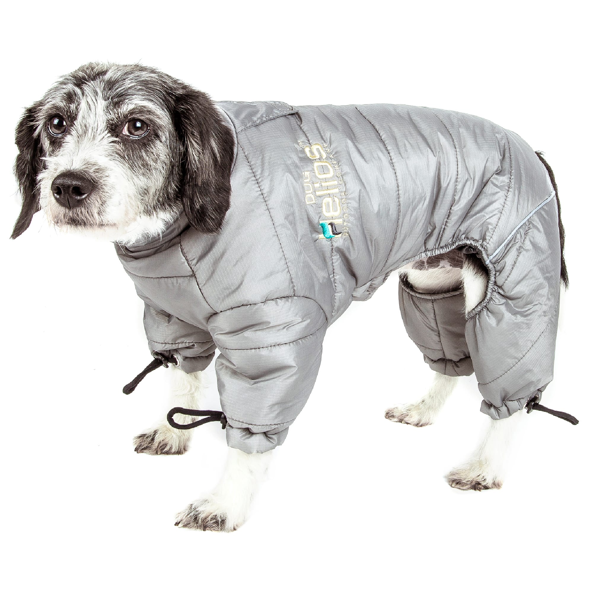 Dog Helios Grey Thunder-Crackle Full-Body Waded-Plush Adjustable and 3M Reflective Dog Jacket， X-Small