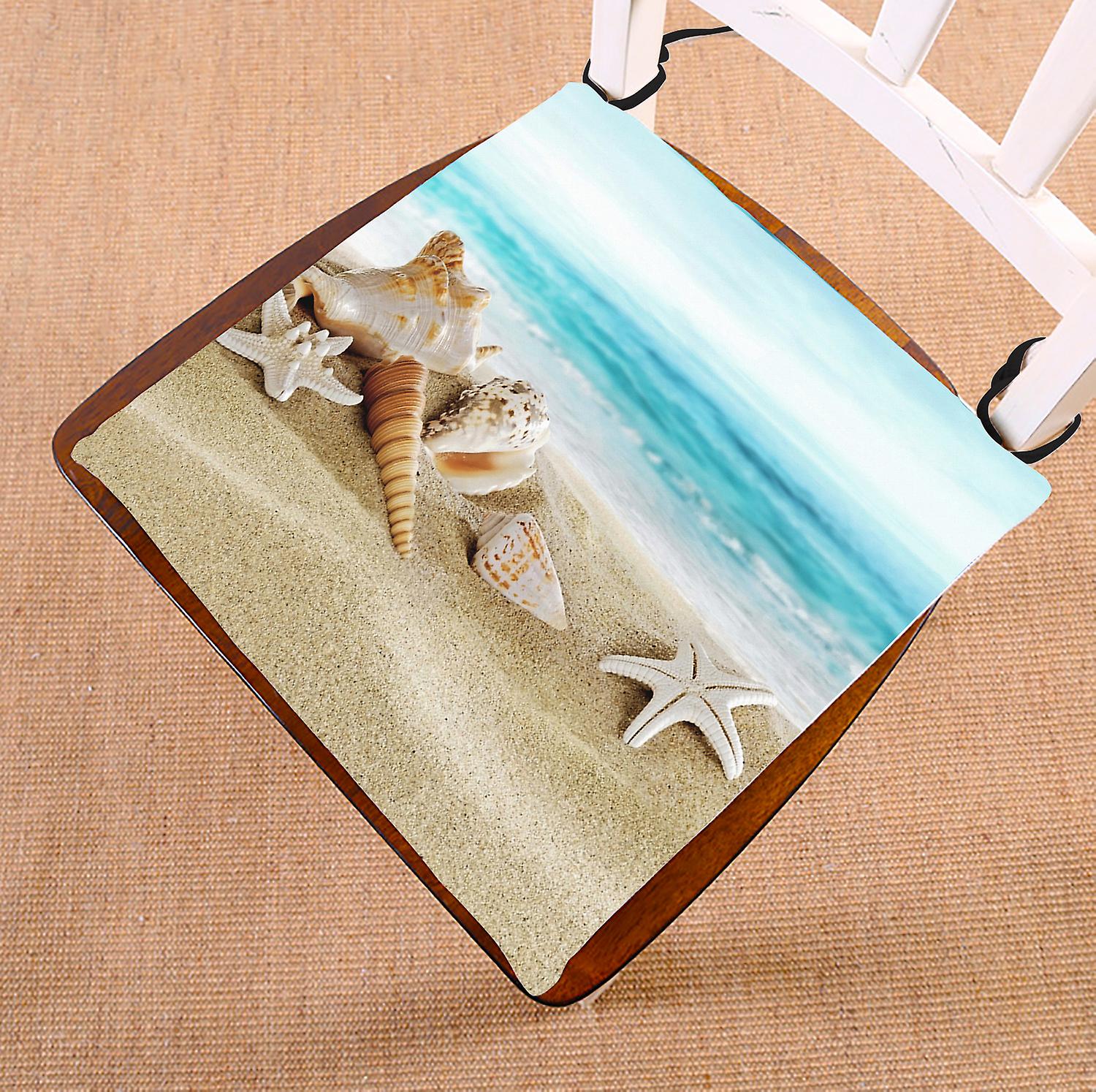 Seashell Starfish Soft Sand Blue Sea Chair Pad Seat Cushion Chair Cushion Floor Cushion 50x50 Cm