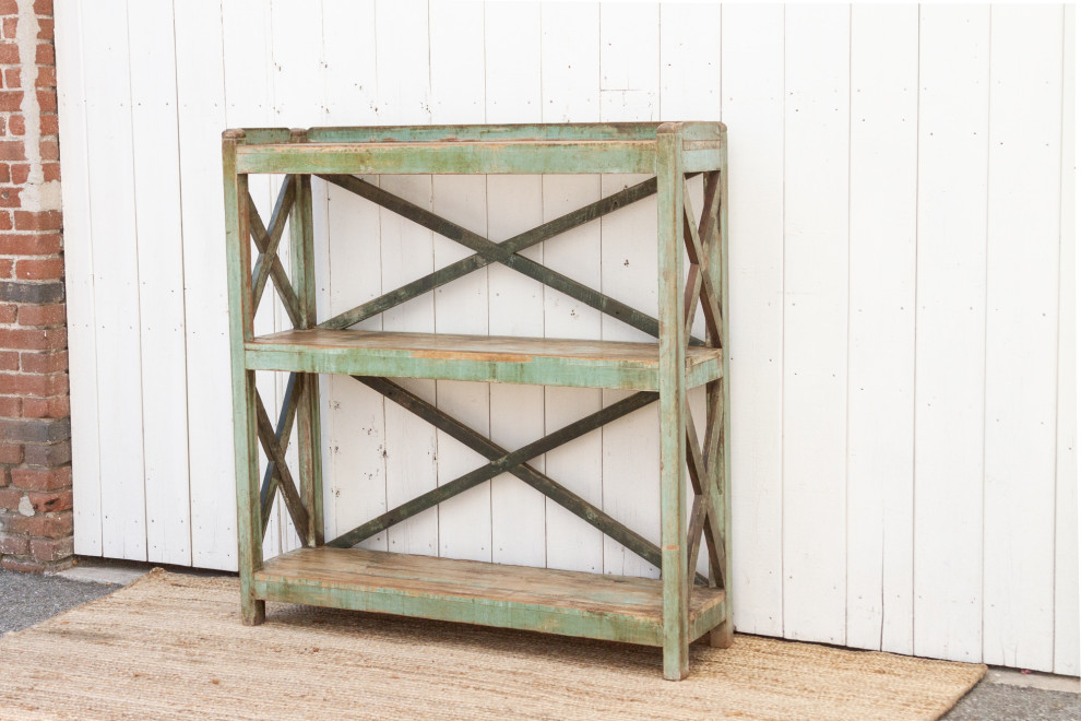 Antique Painted French Open Bookcase   Farmhouse   Bookcases   by De cor  Houzz