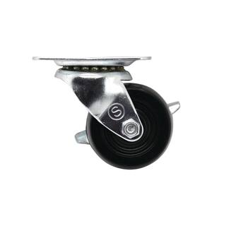 Everbilt 2 in. Black Soft Rubber and Steel Swivel Plate Caster with Locking Brake and 90 lbs. Load Rating 49509