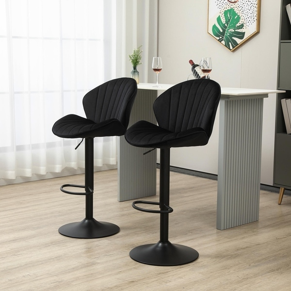 Set of 2 Adjustable Barstools with Back and Footrest