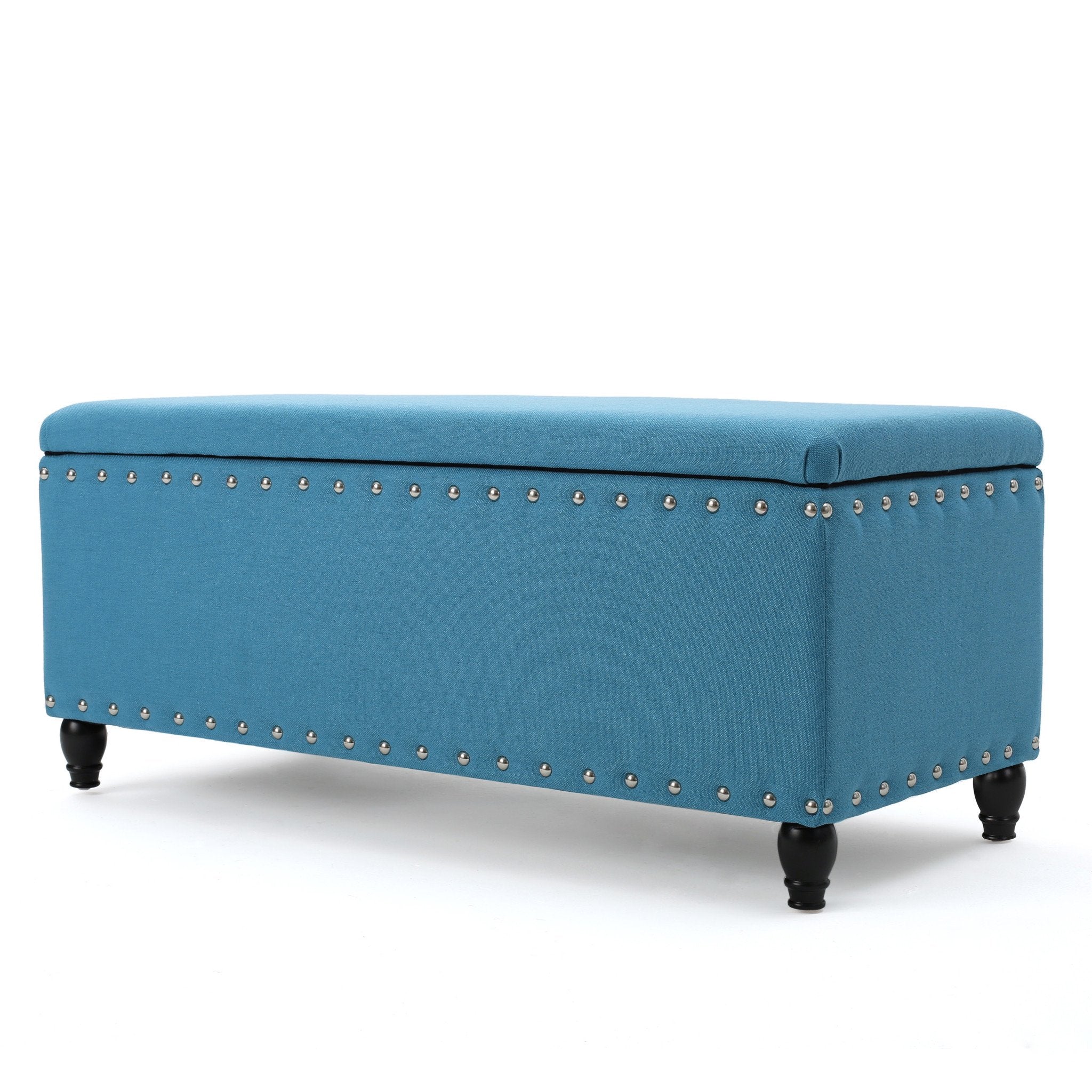 Tatiana Contemporary Fabric Storage Ottoman with Nailhead Trim