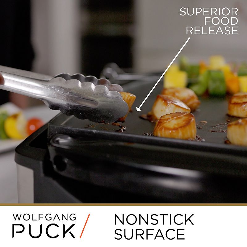 Wolfgang Puck XL Reversible Grill Griddle， Oversized Removable Cooking Plate， Nonstick Coating， Dishwasher Safe， Heats Up to 400oF， Stay Cool Handles