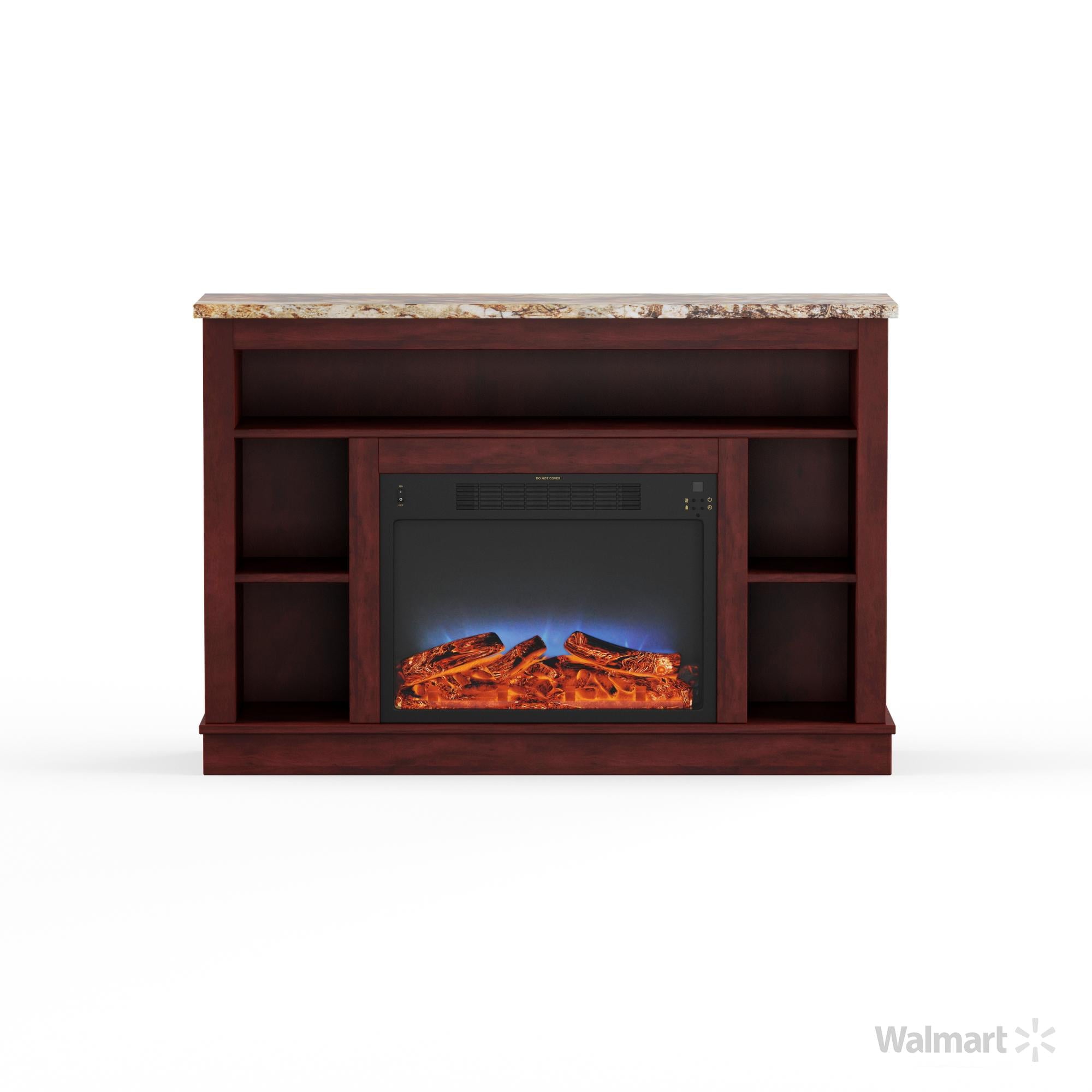 Cambridge Seville 47'' Freestanding Electric Multi-Color LED Fireplace with Log Insert and Remote | Mahogany Mantel | For Rooms up to 210 Sq.Ft. | Adjustable Heat Settings | Timer