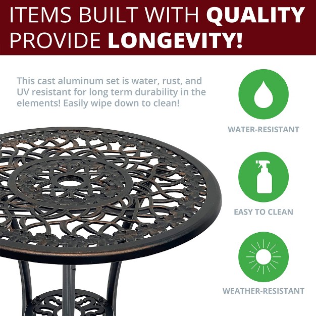 Zia 3 piece Patio Bistro Table Set In Oil Rubbed Bronze Kinger Home