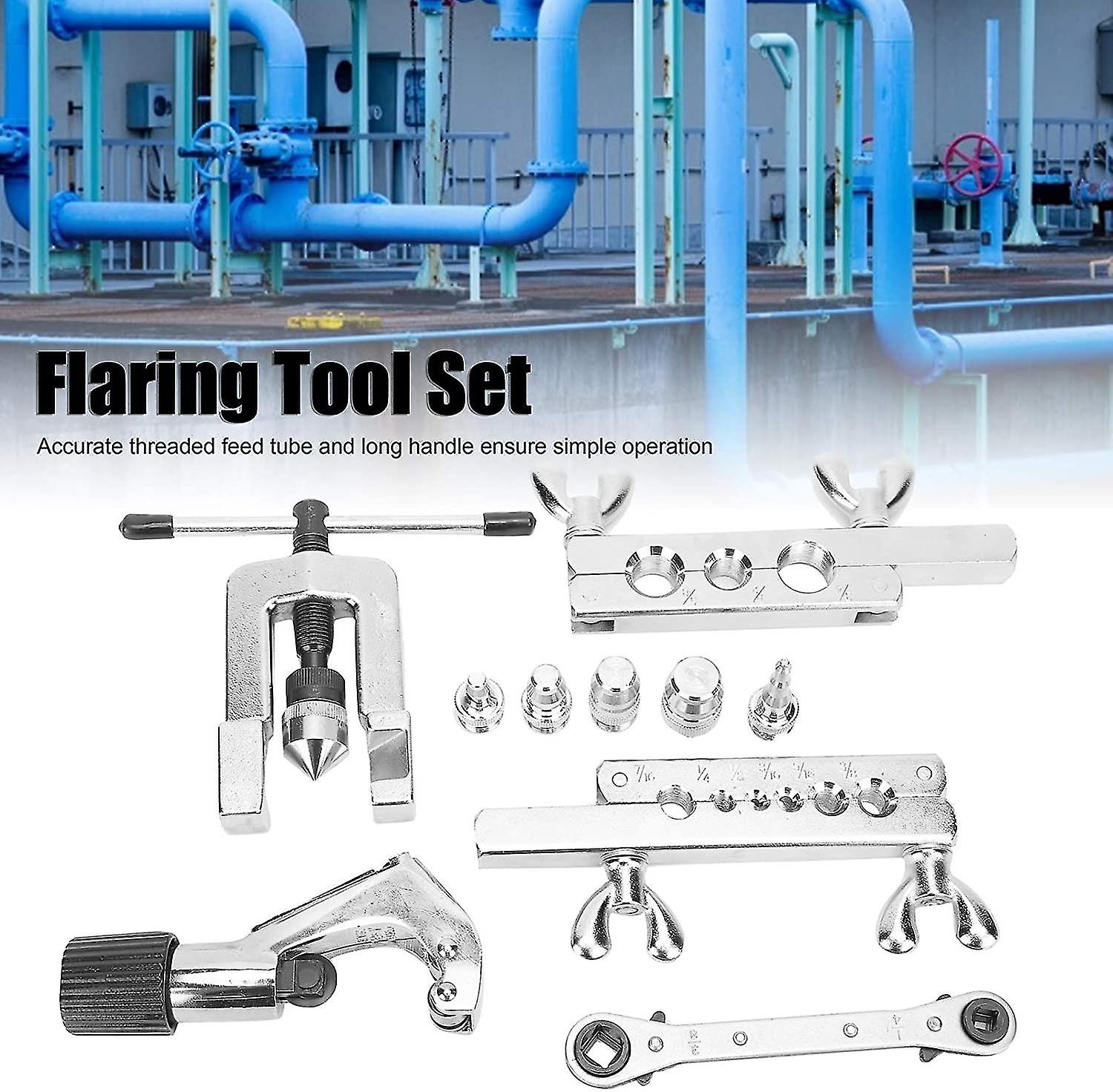 Flaring Tool Set， Simple Flaring Tool And Crim Tool Kit For Reaming Pipes And Pipes - 10 Pieces