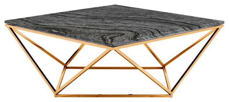 Jasmine Coffee Table Black Wood Vein Marble/Polished Stainless   Contemporary   Coffee Tables   by Old Bones Co.  Studios  Houzz