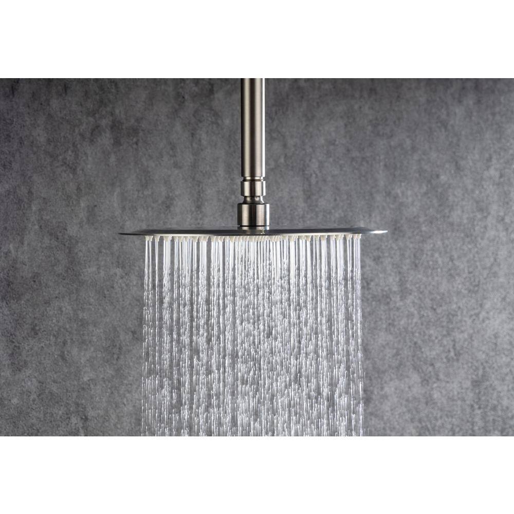 Mondawe Mondawell Round 3-Spray Patterns 10 in. Ceiling Mount Rain Dual Shower Heads with Handheld and Valve in Brushed Nickel MA-D96205BN