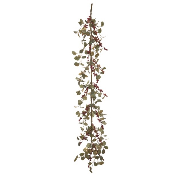 Transpac Fabric 55 In Multicolor Christmas Rustic Eucalyptus Garland With Berries