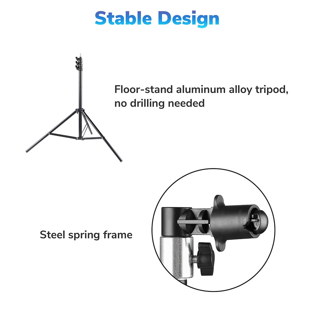 Yescom White-Black Chromakey Collapsible Background with Stand, 5'x7'