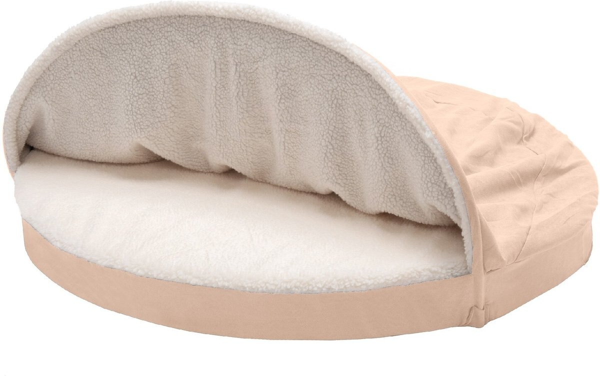 FurHaven Faux Sheepskin Snuggery Gel Top Cat and Dog Bed with Removable Cover