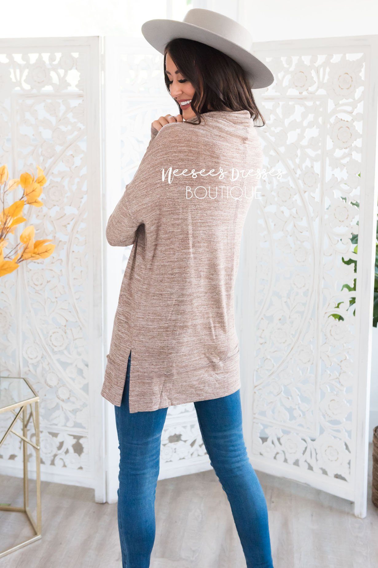 Sheer Modest Cowl Neck Tunic