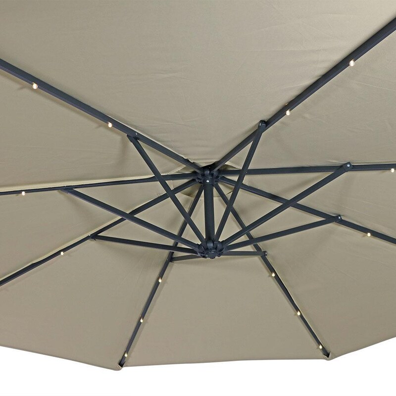 Ultimate Patio 10 Ft. Solar Lighted Octagonal Steel Patio Cantilever Umbrella W/ Crank