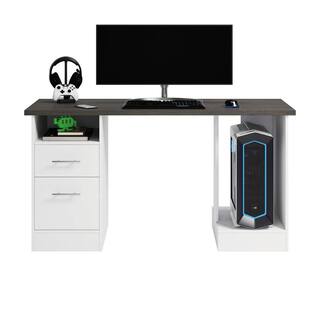 SAUDER Select 59.055 in. White 2-Drawer Gaming Desk with File Storage 429612