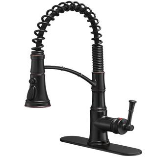 BWE Single-Handle Pull-Down Sprayer 3 Spray High Arc Kitchen Faucet With Deck Plate in Oil Rubbed Bronze A-94558-ORB