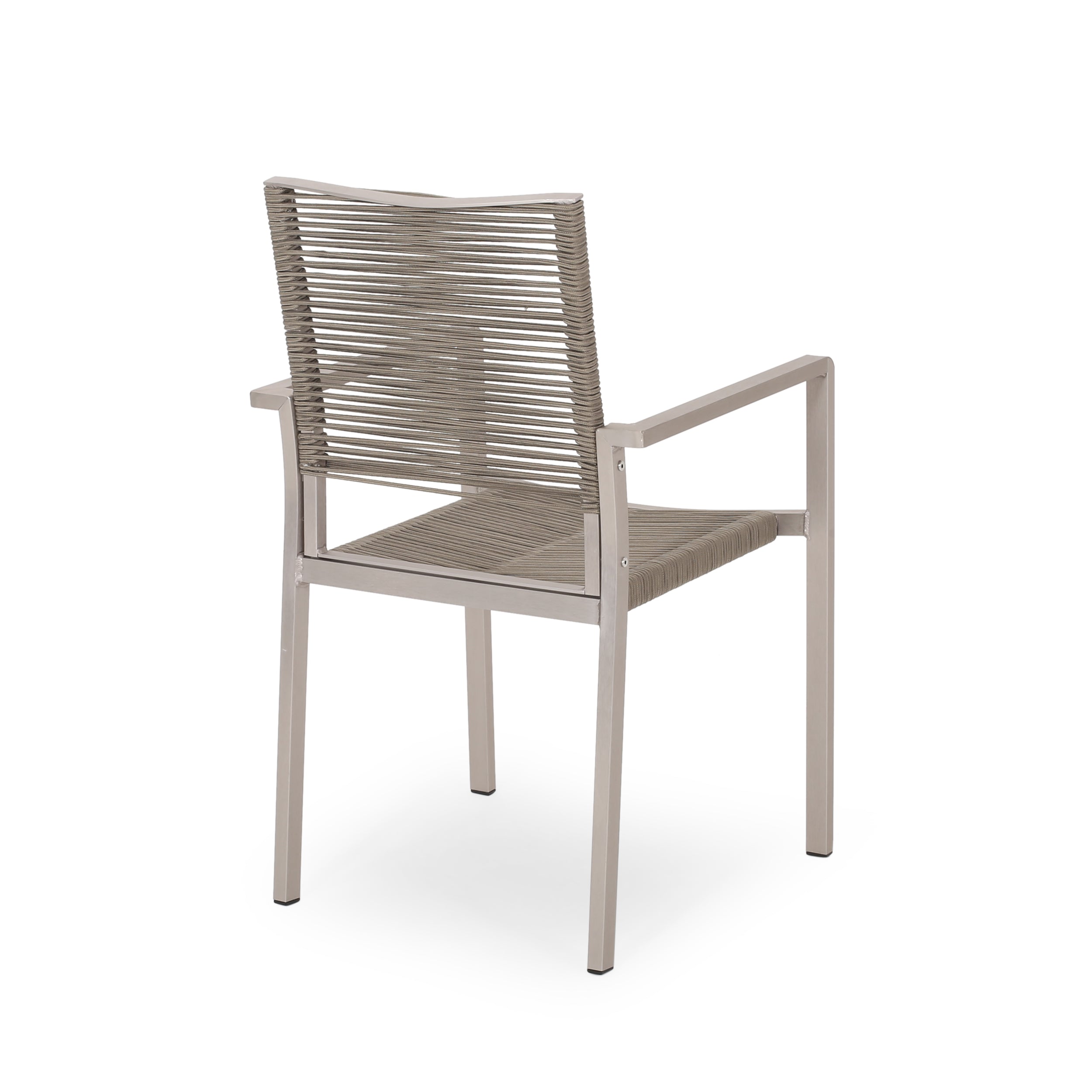 Lillian Outdoor Modern Aluminum Dining Chair with Rope Seat (Set of 2)