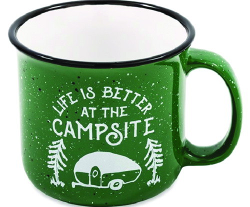 Camco 53355 Ceramic Mug  14 oz.  Speckled Green