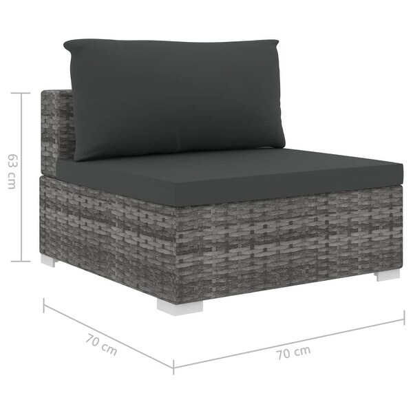 11 Piece Patio Lounge Set with Cushions Poly Rattan Gray